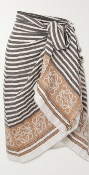 LOEWE - + Paula's Ibiza fringed jacquard-woven linen and