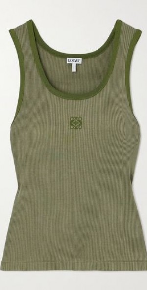 LOEWE - Embroidered ribbed silk tank