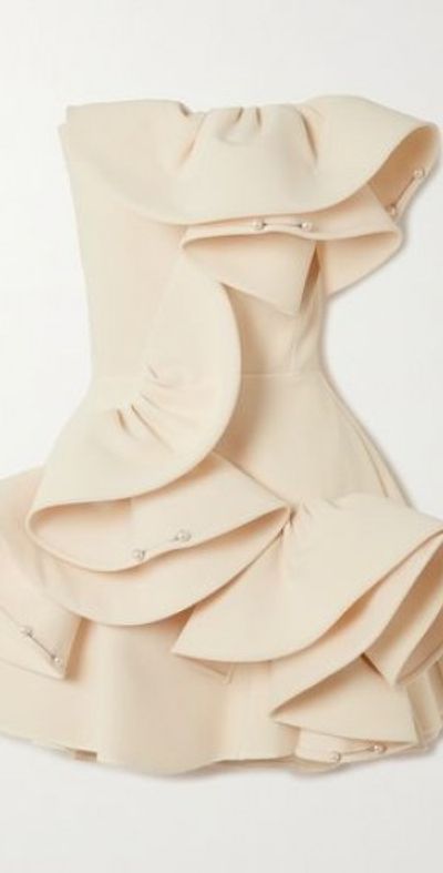 MATICEVSKI - Atone strapless faux-pearl embellished ruffled crepe mini dress