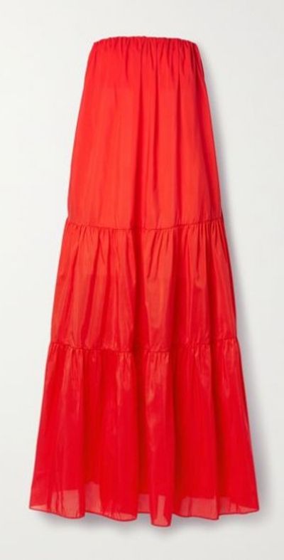 sachin and babi light blue dress MATTEAU Gathered organic cotton-poplin halterneck maxi dress