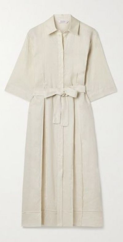 MAX MARA - Leisure Nocino belted linen midi shirt dress