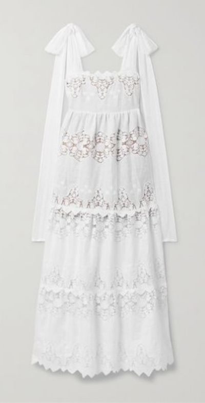 MIGUELINA - Juniper tiered linen and guipure lace maxi dress