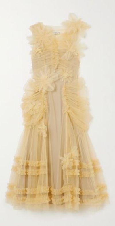 MOLLY GODDARD - Jaya gathered ruffled tulle midi dress