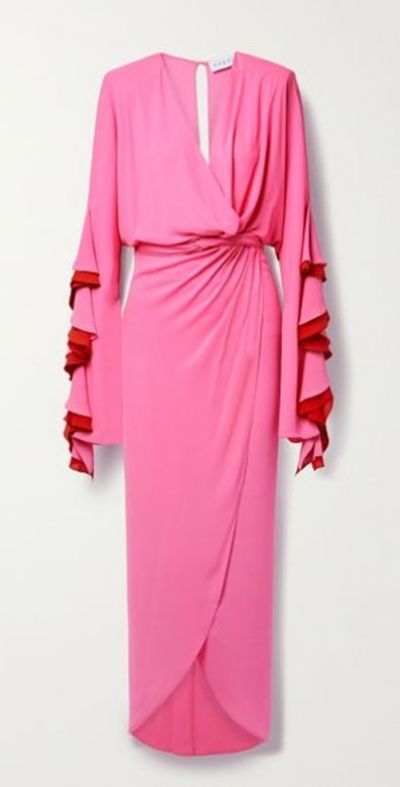 NERVI - Naomi draped ruffled cutout crepe maxi dress