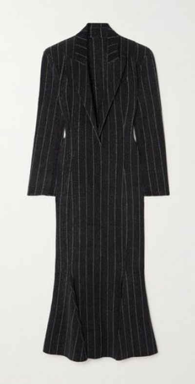 slim fit dress slacks Norma Kamali Cowl Hooded Flared Dress