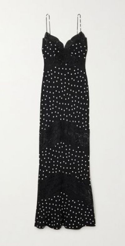 REBECCA VALLANCE - Celyn lace-trimmed polka-dot crepe maxi dress