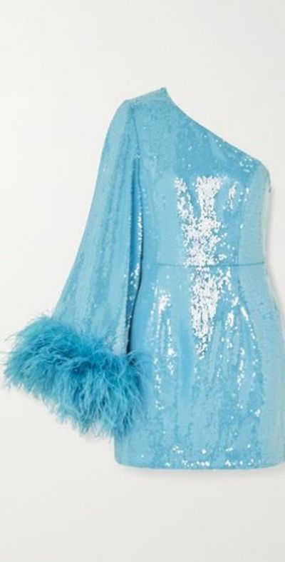 open lace back dress Rebecca Vallance Antonella One Shoulder Midi Dress in Marine Blue main image 1
