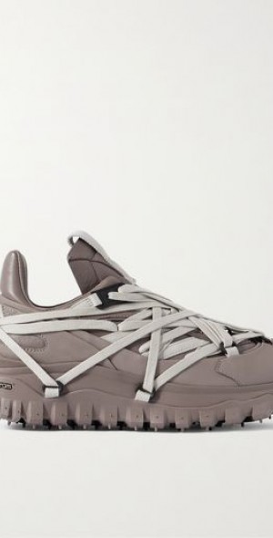RICK OWENS - + Moncler Trailgrip Megalace leather-trimmed canvas