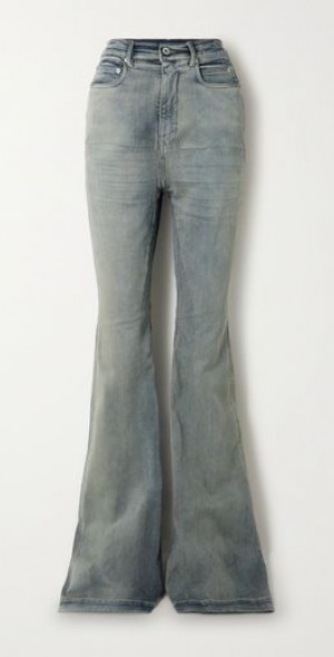 RICK OWENS - Bolan coated high-rise flared jeans