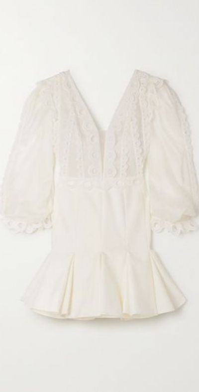 rime arodaky short dress Rime Arodaky White Lace Appliqud Mini Dress Size 2 US