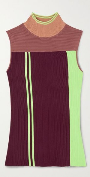 Color Block Ribbed Knit T-Shirt main image 0