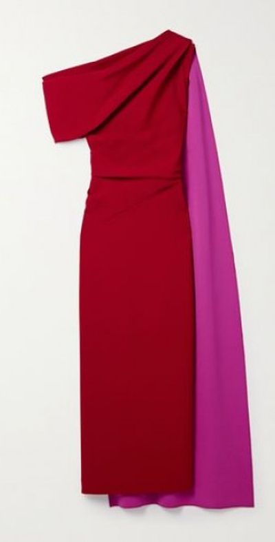 ROKSANDA Maite one-shoulder cape-effect two-tone cady maxi dress