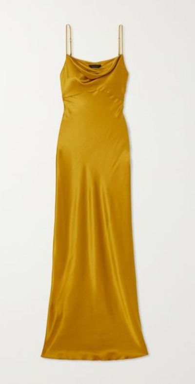 ROSAMOSARIO - Golden Hour draped silk-satin maxi dress