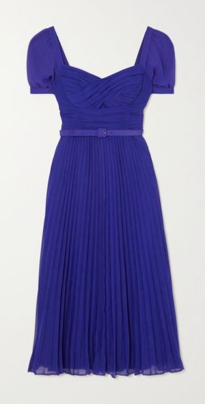 Pleated Chiffon Midi Dress
