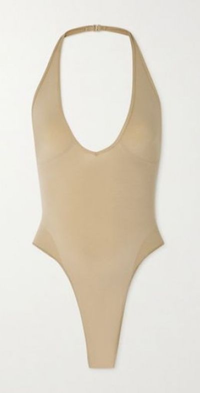 SKIMS Seamless Sculpt Deep Plunge Thong Bodysuit - Clay
