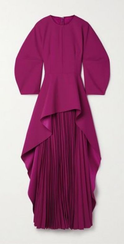 SOLACE LONDON - Maia pleated crepe peplum gown