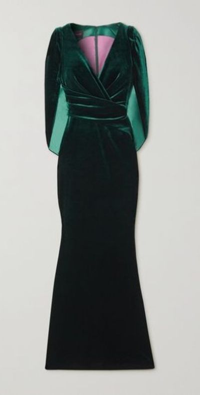 TALBOT RUNHOF - Cape-effect stretch-velvet gown TALBOT RUNHOF - Cape-effect stretch-velvet gown