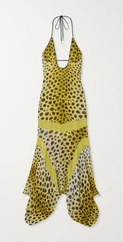 THE ATTICO Saskia leopard-print chiffon halterneck midi dress