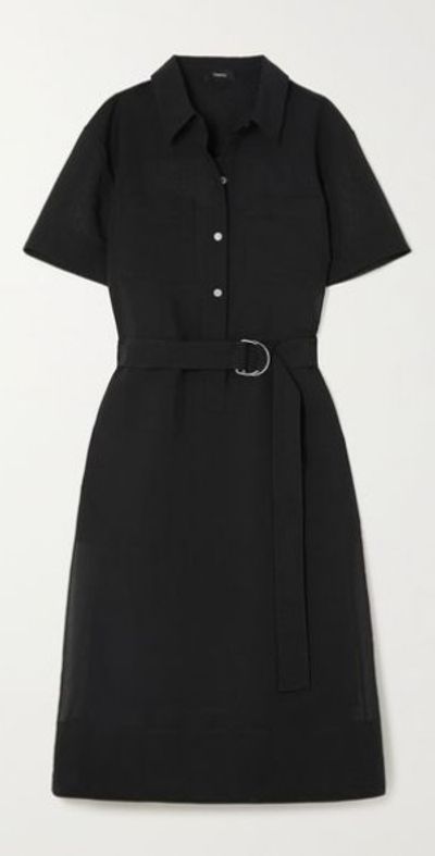 THEORY - Belted cotton-blend shirt dress