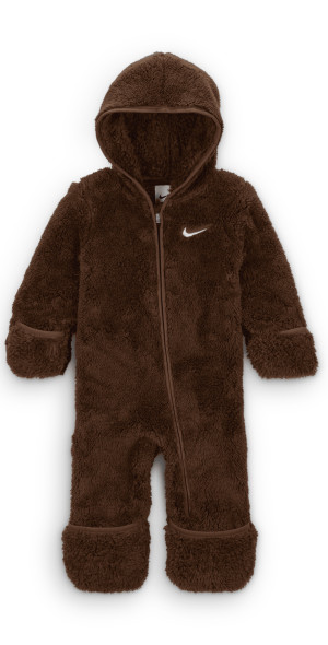 Nike - Hooded Sherpa Coverall Baby Coverall in Brown, Size: 9M