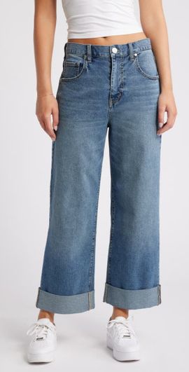 1822 Denim 1822 Denim High Waist Cuff Wide Leg Jeans in Willa at Nordstrom, Size 24