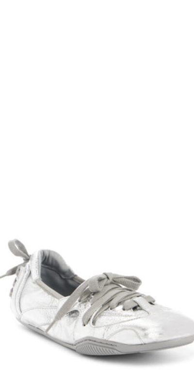 Acne Studios Acne Studios Bilaria Metallic Leather Low Top Sneaker in Silver/Grey at Nordstrom, Size 7Us