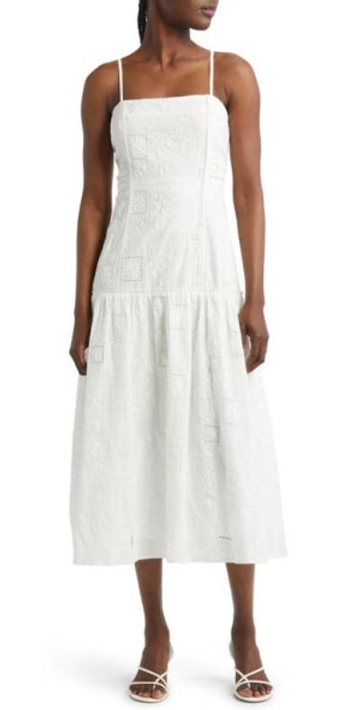 sachin and babi light blue dress RIVER COTTON SLUB 3/4 SLEEVE A-LINE MIDI DRESS – Velvet by Graham & Spencer main image 0