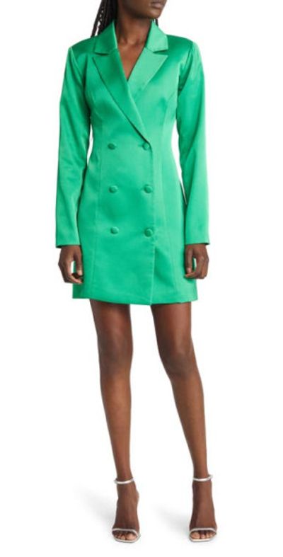 Adelyn Rae - Stella Long Sleeve Blazer Dress in Kelly Green at Nordstrom