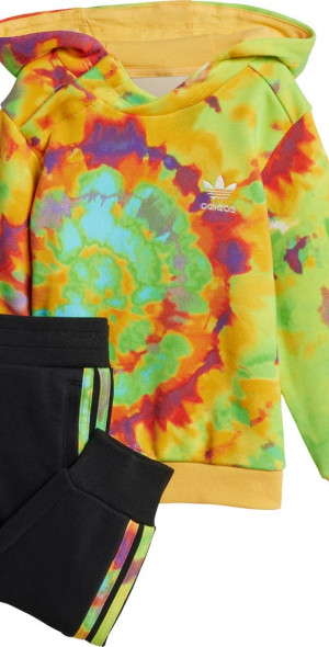 adidas - Tie Dye Hoodie & Joggers Set in Black/Multicolor at