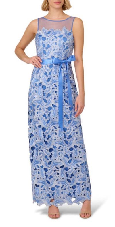 Adrianna Papell - Tonal Lace Column Gown in Peri Cruise at Nordstrom