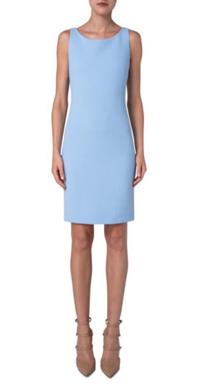 Akris Sleeveless Double Face Wool Crepe Dress in 217 Ice at