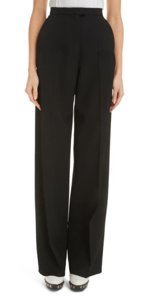Alaïa - High Waist Wide Leg Virgin Wool Pants in Noir Alaia