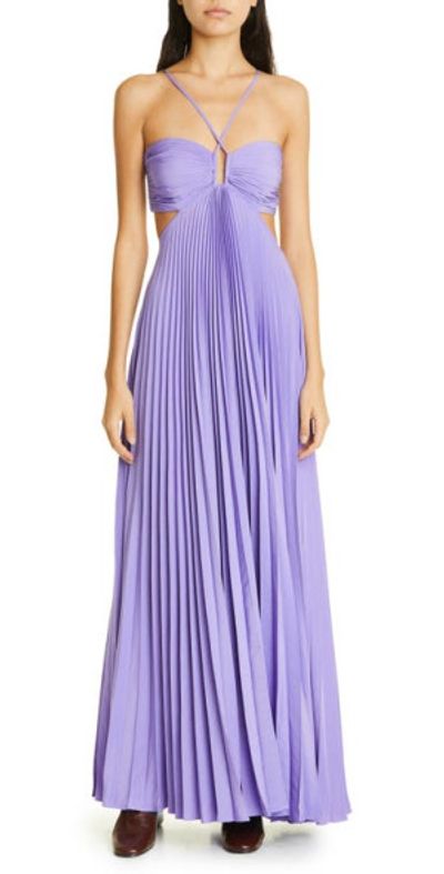 knee length dresses for ladies Moira Satin Pleated Maxi Dress