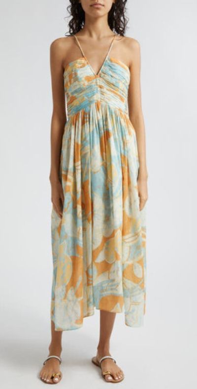A.L.C. - A. L.C. Rumi Printed Cotton Midi Dress in Cumin/Sea Glass