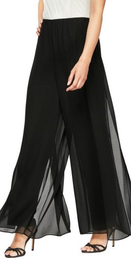Alex Evenings Alex Evenings Gauzy Wide Leg Pants in Black at Nordstrom, Size Medium P