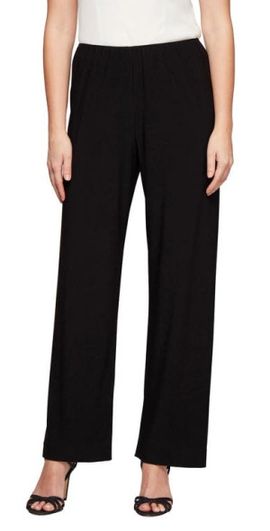 Alex Evenings Alex Evenings Matte Jersey Straight Leg Pants in Black