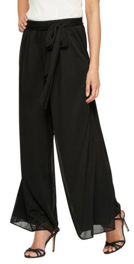 Alex Evenings Alex Evenings Tie Waist Mesh Pants in Black at Nordstrom, Size Small