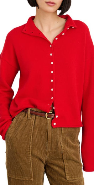 Alex Mill Taylor Cotton Cashmere Cardigan in Fire Red at Nordstrom