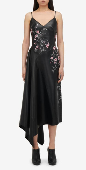 Alexander McQueen - Cherry Blossom Embroidered Asymmetric Leather