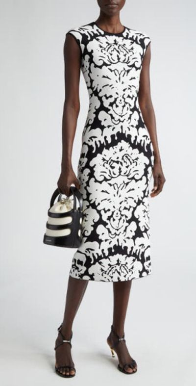 alexander mcqueen black and white dress c. 2009 Alexander McQueen One Shoulder Black Knit Wrapped Dress w Buck –  Shrimpton Couture