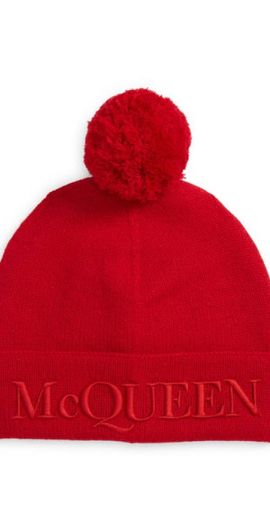Alexander McQueen Alexander McQueen Pompom Wool & Cashmere Beanie in Red