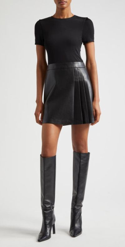 Alice + Olivia Alice + Olivia Chara Mixed Media Minidress in Black at Nordstrom, Size 0