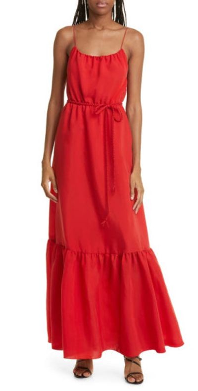 open lace back dress Red Sporty Maxi Dress