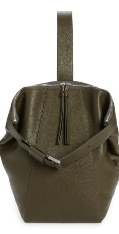 AllSaints Anouck Sling Leather Backpack in Sycamore Green at