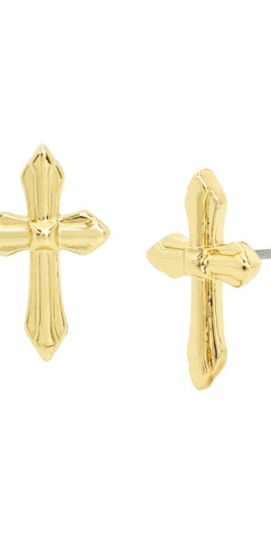 Cross Stud Earrings In 925K Sterling Silver And 14K Gold Plated - Foto 5