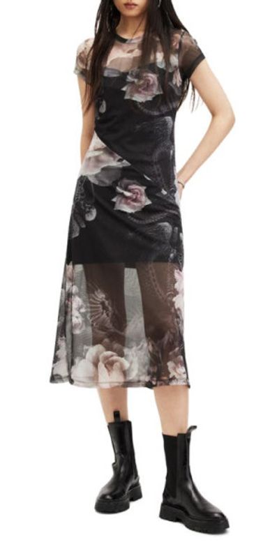 mesh dress short Solid Black Short Sleeve Mesh Dress For Children Girl 150 (10-12Y) / Black