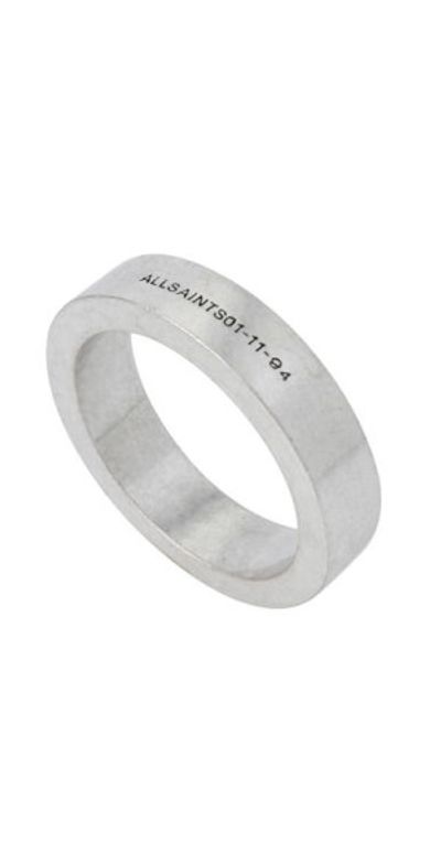 AllSaints AllSaints Men's Logo Engraved Band Ring in Warm Silver at Nordstrom, Size 9