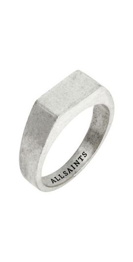AllSaints AllSaints Men's Rectangle Flat Signet Ring in Warm Silver at Nordstrom, Size 9