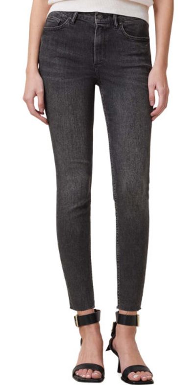 AllSaints AllSaints Miller Pushup Raw Hem Skinny Jeans in Washed Black at Nordstrom, Size 24