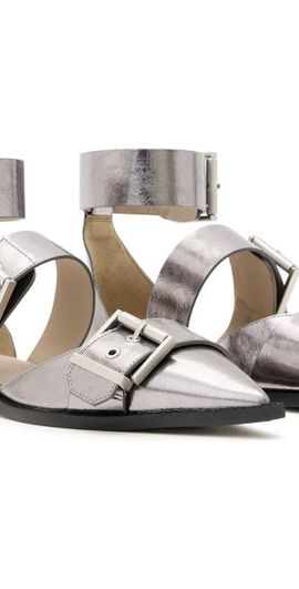 AllSaints AllSaints Sutton Metallic Pointed Toe Flat in Gunmetal Grey at Nordstrom, Size 6Us